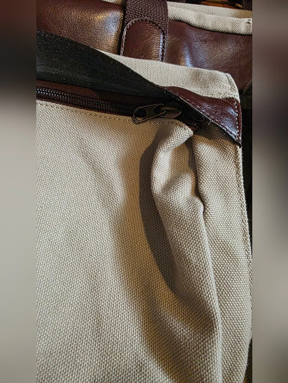 Winchester‎ Vintage Tan Canvas And Leather Weekender Luggage Bag Travel Suitcase